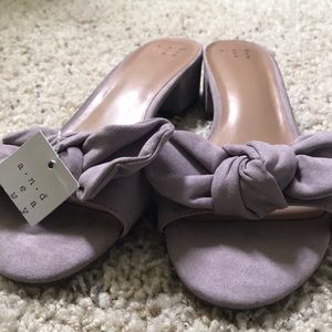 A New Day Knotted Bow Heeled Mules